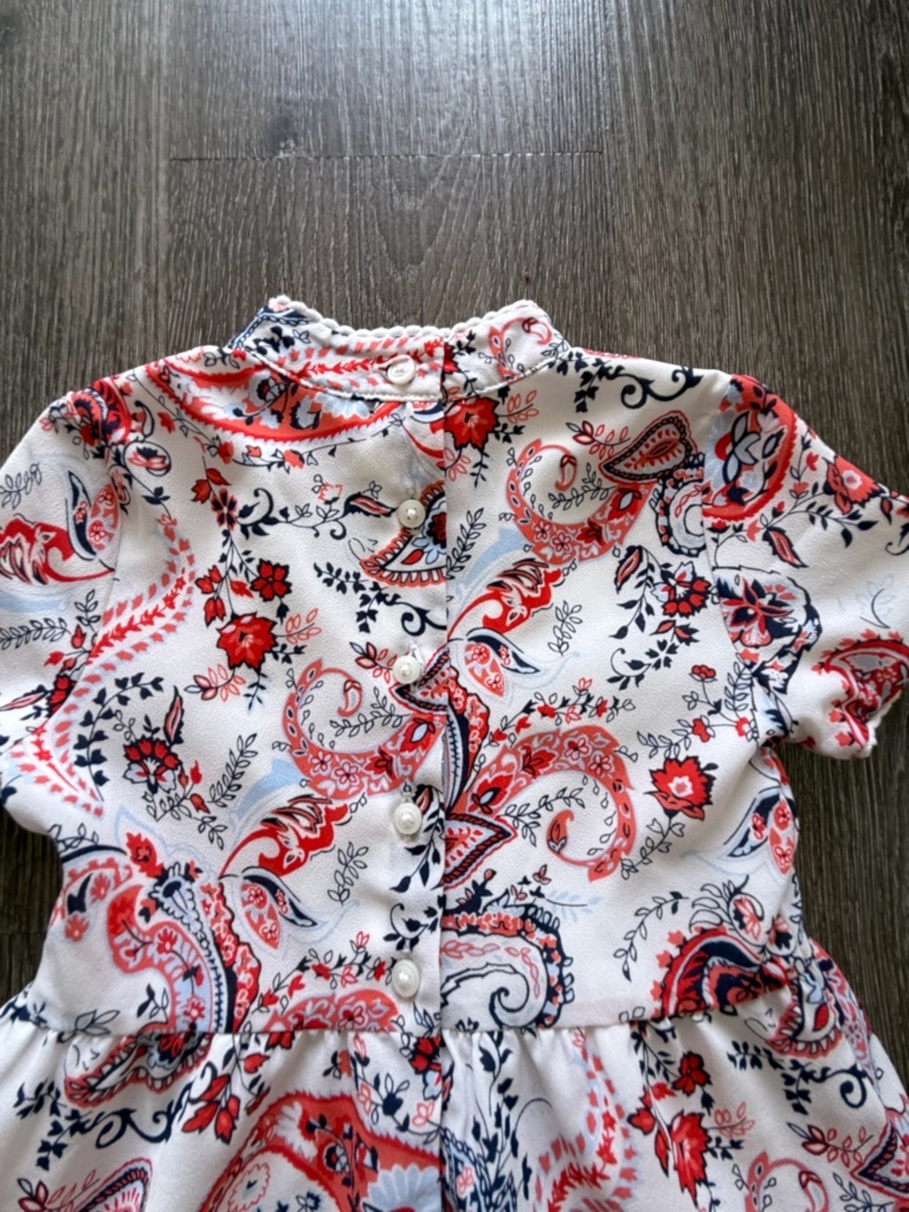 Janie and Jack Red & White Paisley Short Sleeve Ruffle Dress - Picture 5 of 5
